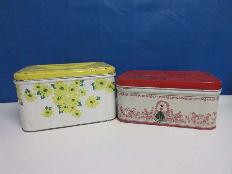Mid 1900s Tin Bread Boxes