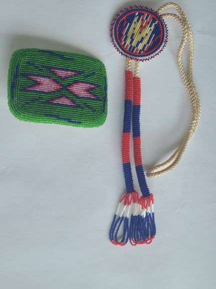 Beaded Belt Buckle and Bolo Tie