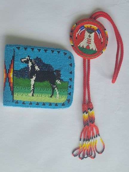 Beaded Bolo Tie and Wallet