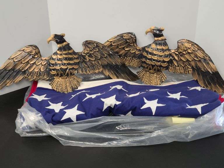 Valley Forge Co. Flag, 2) Metal Eagles
