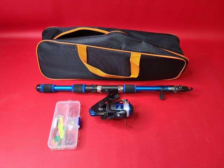 Extending Fishing Rod and Reel, Tackle, Carry Bag