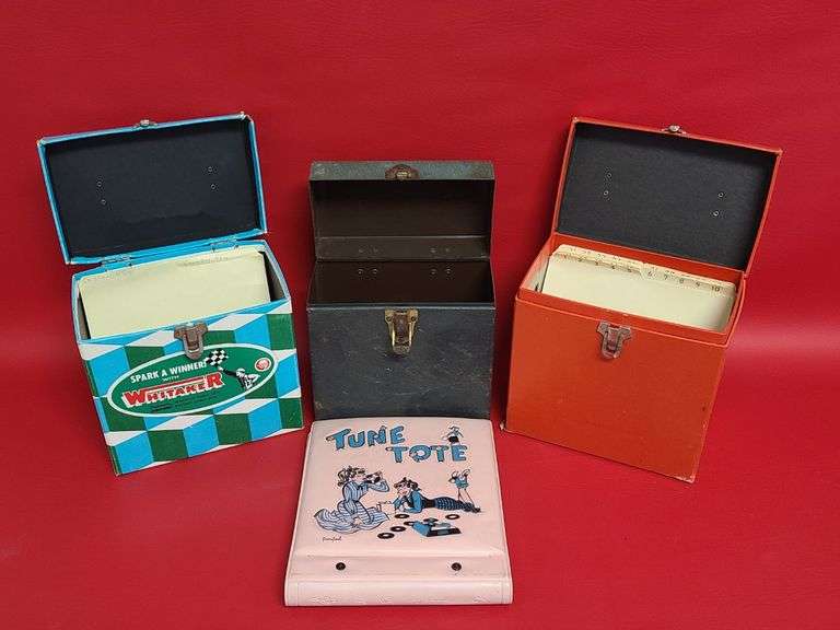 1950s "Tune Tote" 45s Record Holder and 3) 45s Record Boxes
