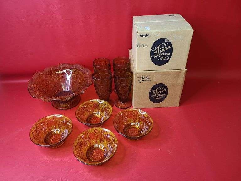Tiara Exclusive Amber Glass Bowls and Glasses