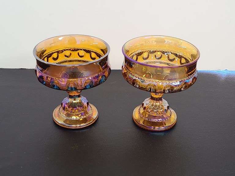 2) Carnival Glass Candy Dishes