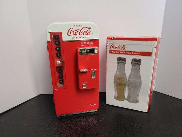 Coca-Cola Singing Coin Bank (Works), Coke Bottle Shaped Salt & Pepper Shakers