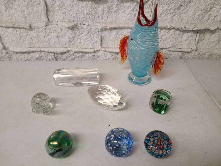 Blown Glass Fish Vase, Glass Weights