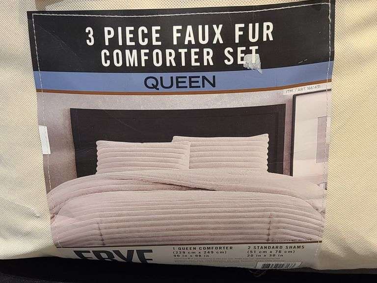 Frye 3pc Faux Fur Comforter Set Queen