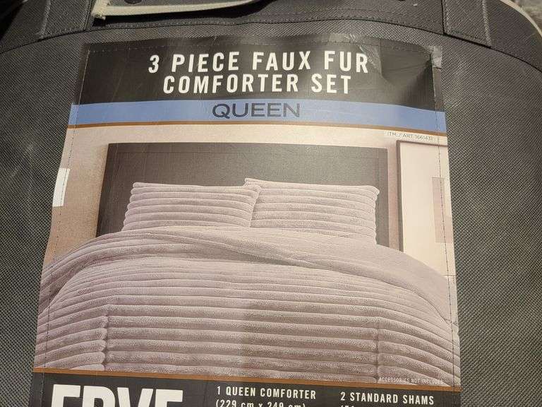 Frye 3pc Faux Fur Comforter Set Queen