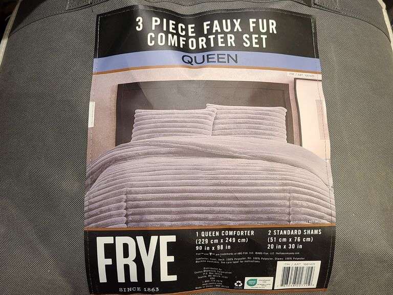 Frye 3pc Faux Fur Comforter Set Queen