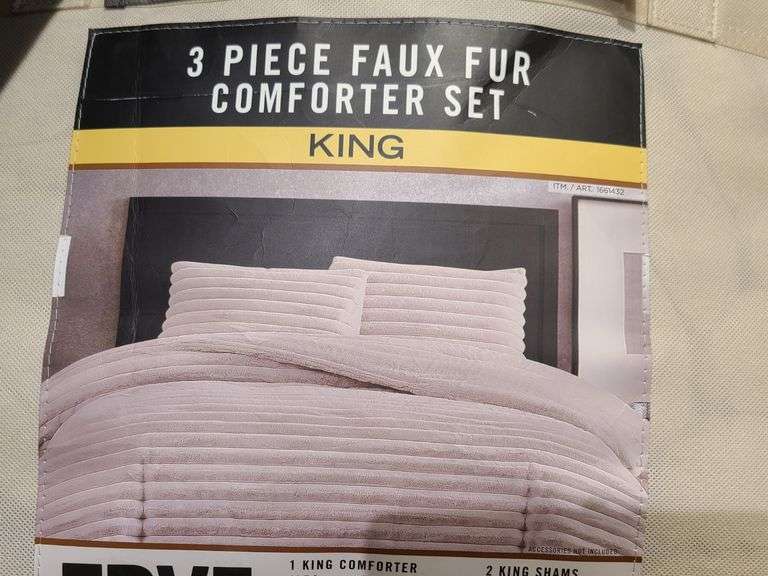 Frye 3pc Faux Fur Comforter Set King