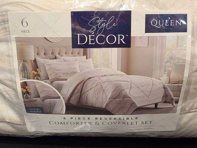 Style Decor 6pc Reversible Comforter & Coverlet Set Queen