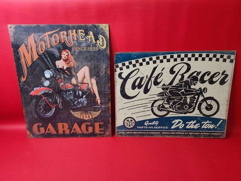 Metal Cafe Racer and Motorhead Signs - Prime Time Auctions, Inc.