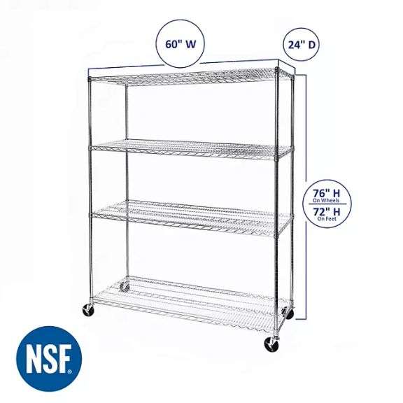 Seville Classics MEGA RACK 4-Tier NSF Steel Wire Shelving - Prime Time ...