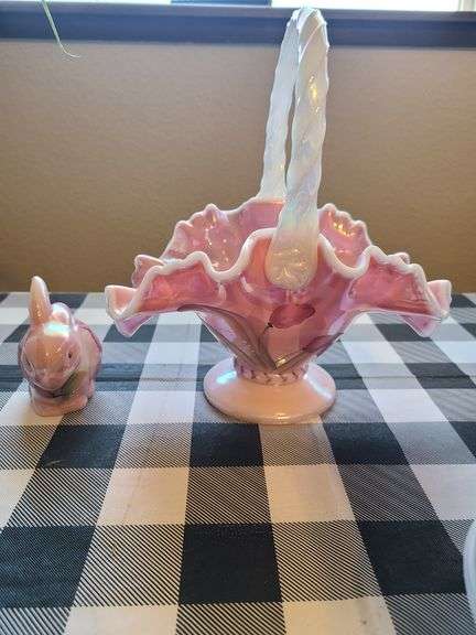 Fenton Legacy Glass Basket and Rabbit
