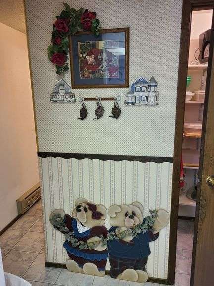 2) Bear Decor, Faux Flowers Wall Hanging, 2) House Wall Decor, Wall Picture Hanging, Tea Pot Wall Hanging