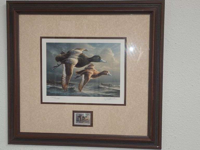 Framed Migratory Bird Print and Stamp