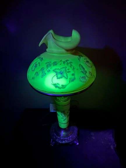 Fenton Jacobean Floral Burmese Lamp - Limited Edition - Handpainted
