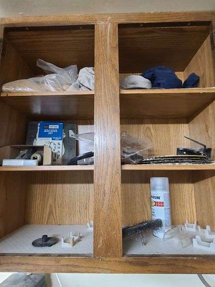 Assorted Saw Blades, Molding Set, Automotive Parts-Contents of Cupboard