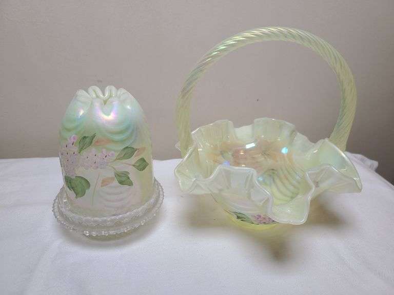 Fenton Yellow Topaz Basket, Fenton Fairy Lamp