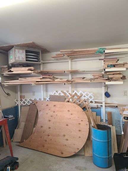 Contents of Area: Wood Scraps, Metal Barrel, and More