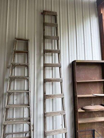 2) Ladders, Metal Shelf