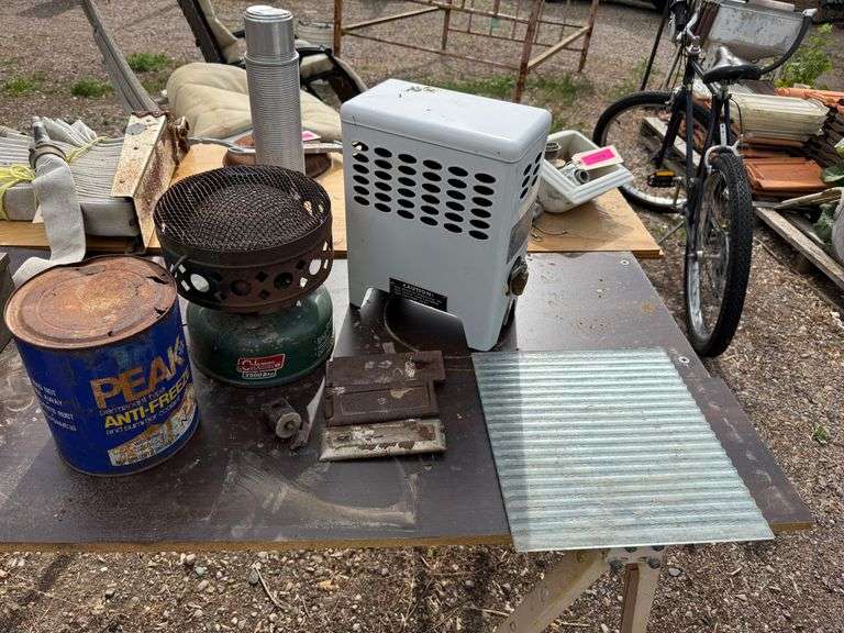Coleman Heater, Peak Antifreeze Tin, Armstrong Room Heater,  Material