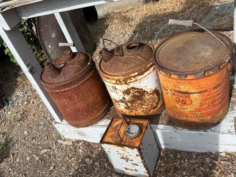 3) Vintage Gas Cans 1) Metal Kerosene Can