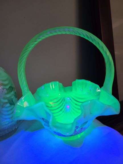 Fenton Yellow Topaz Basket, Fenton Fairy Lamp