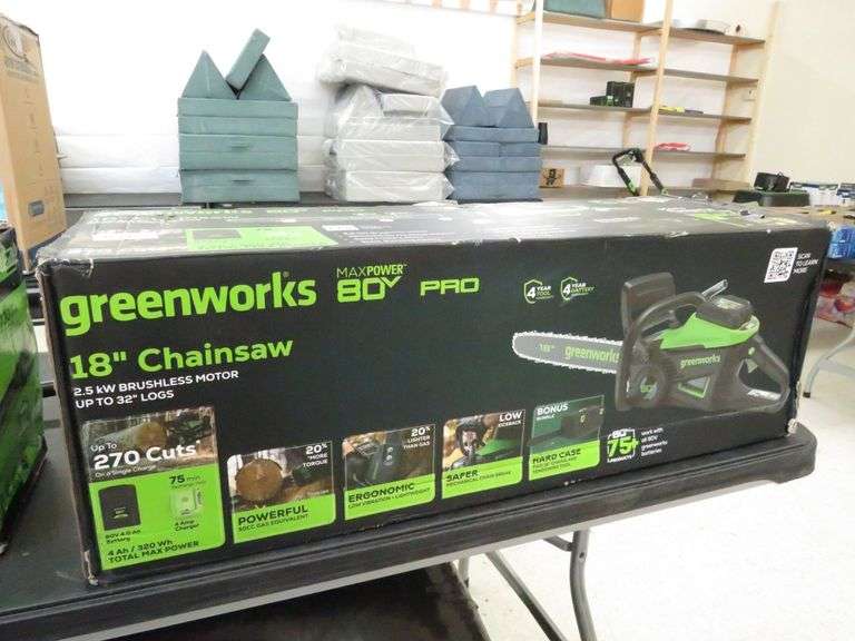 Greenworks 18in. Chainsaw W/ Battery and Charger