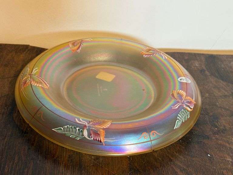 Fenton Millennium Iridescent French Opalescent Rim Rolled Bowl