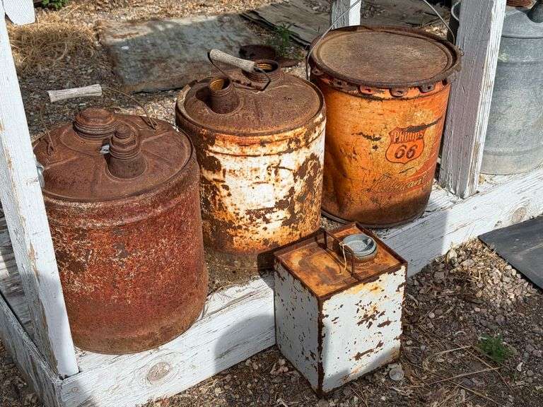 3) Vintage Gas Cans 1) Metal Kerosene Can