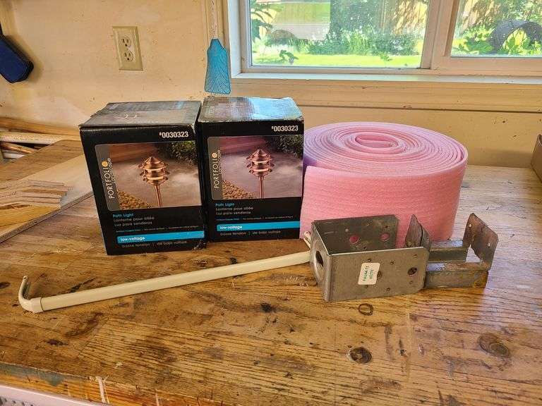2) Portfolio Path Lights, Curtain Rod, Brackets, Roll of Foam Seal