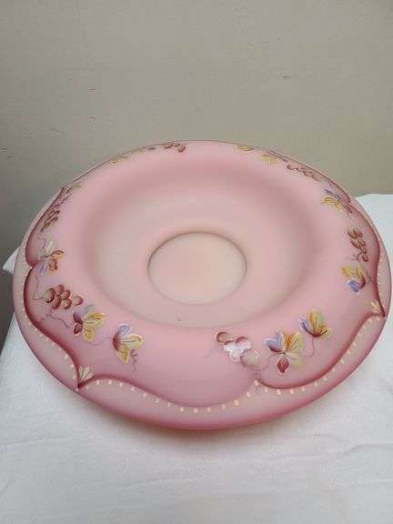 Burmese Fenton Rolled Rim Bowl on Stand
