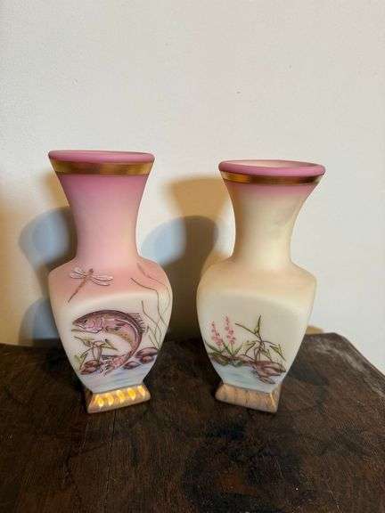 2) Fenton Leaping Trout Vases