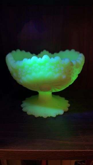 Fenton Uranium Boot, Fenton Custard Uranium Pedestal Bowl
