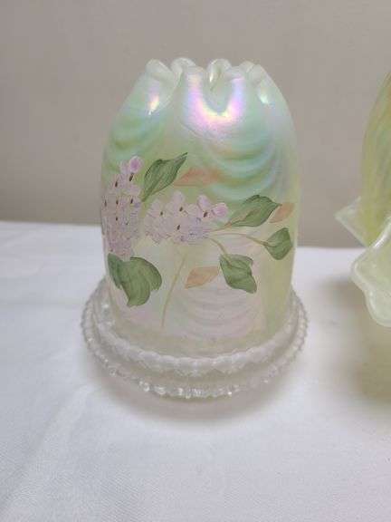 Fenton Yellow Topaz Basket, Fenton Fairy Lamp