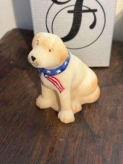 Fenton, Hen on Nest Cobalt Folk Art Collection, Fenton Hand Painted Labrador Dog, Fenton Art Glass H