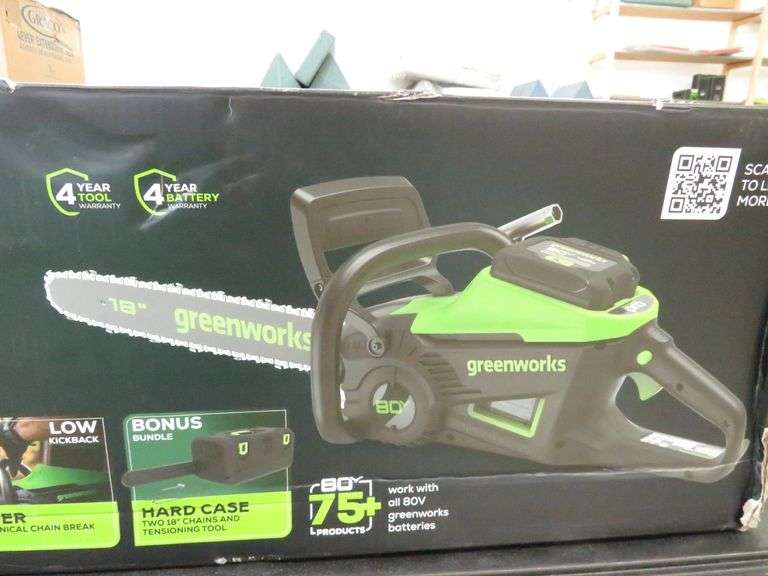 Greenworks 18in. Chainsaw W/ Battery and Charger
