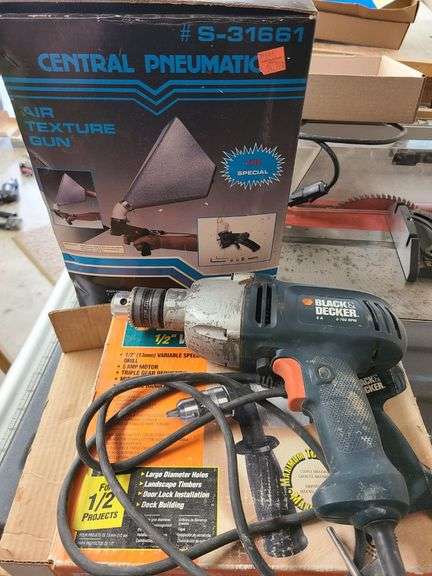 Black and Decker Variable Speed Drill, Central Pneumatic Air Texture Gun