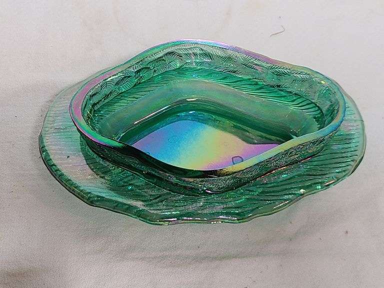 Blue Opaline Milk Glass Hen on Nest Dish, Glass Chicken Hen 7 Deviled Egg Holder