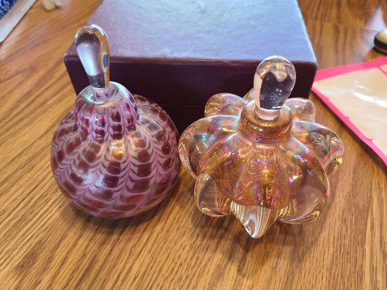 2) Art Glass Iridescent Perfume Bottles - Prime Time Auctions, Inc.