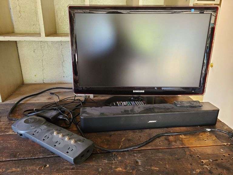 * Samsung TV, Surge Protector, Bose Soundbar
