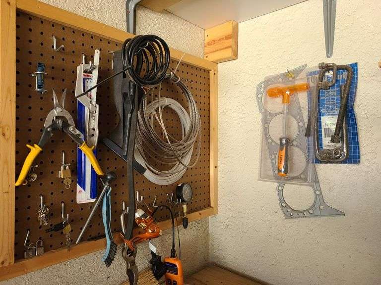Contents of the Corner: Pruning Shears, Wire, Locks, Grinding Wheel and More