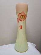 Fenton Burmese Pitcher Hand Painted Poppies, Fenton Burmese Hand Painted Poppies Glass Vase