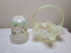 Fenton Yellow Topaz Basket, Fenton Fairy Lamp