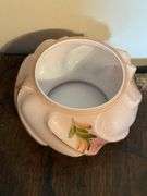 Fenton Rubina Verde Melon Box  with Brass Lid, Fenton Puff Box Sunset Overlay Wavercast Baroque Flor