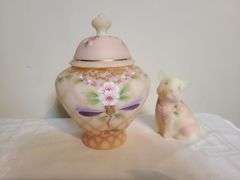 Burmese Fenton Ginger Jar, Burmese Fenton Pig