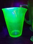 Green Uranium Depression Glass Salt and Pepper Shaker, Federal Glass Green Uranium Glass Syrup Pitcher/Green Depression Vaseline Glass Measuring Pitcher, Green Uranium Glass Pitcher