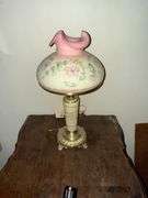 Fenton Jacobean Floral Burmese Lamp - Limited Edition - Handpainted