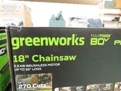 Greenworks 18in. Chainsaw W/ Battery and Charger